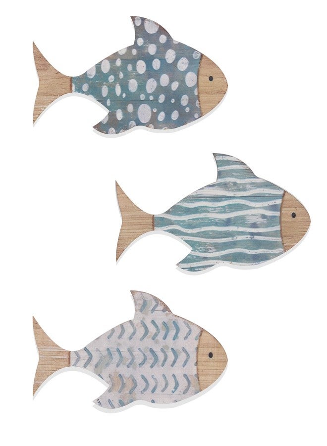ACOSIY 3-Piece Wooden Fish Coastal Decor Set, Beach Themed Wall Art, Vintage Lake House Decor, Nautical Ocean Fish Wall Art for Home, Bathroom, Living Room - Image 1